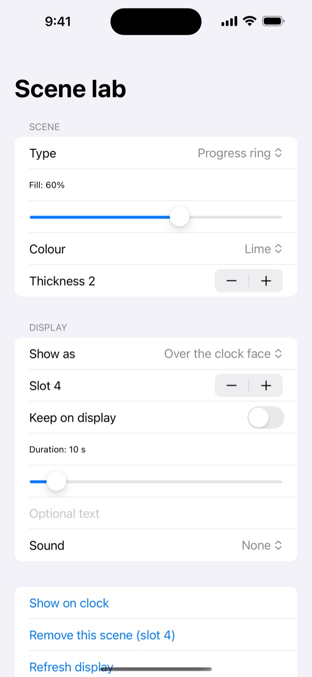The scene lab for drawing a progress ring on the clock