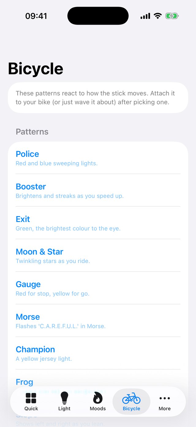 The bicycle patterns: Police, Booster, Exit, Moon and Star and more
